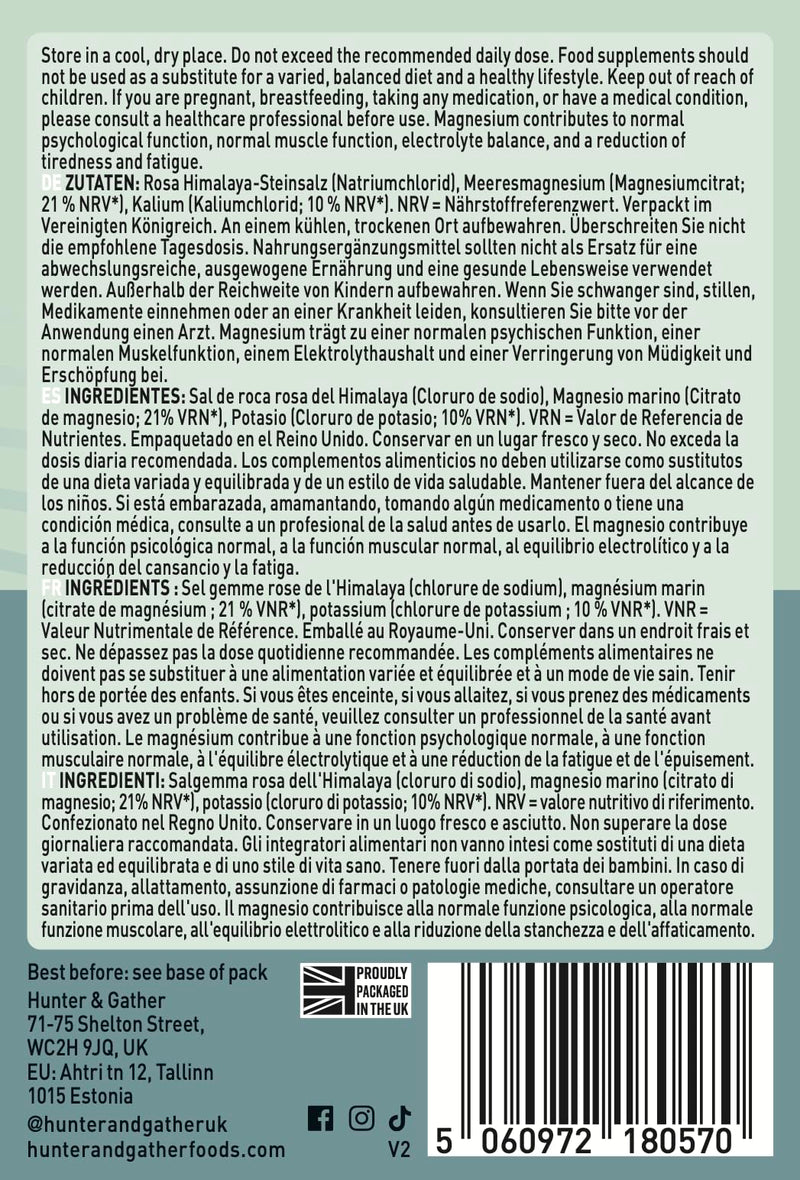 Hunter & Gather Restore Electrolytes Sachets x 30 I No Added Sugar or Artificial Sweeteners I 100% Natural Hydration I Optimal Mineral Ratio with Pink Himalayan Salt I Keto I with Natural Monk Fruit Unflavoured