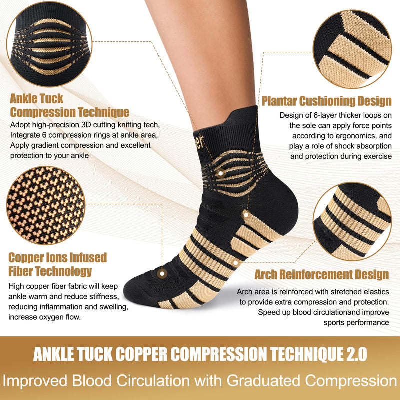[Australia] - NEENCA Copper Compression Socks, Medical Ankle Support Socks for Injury Recovery & Pain Relief, Sport Protection, Women & Men Circulation, Swelling, Runner, Travel, Pregnancy, Flying‚Äî1 Pair, 20-30mmHg Large High Copper 