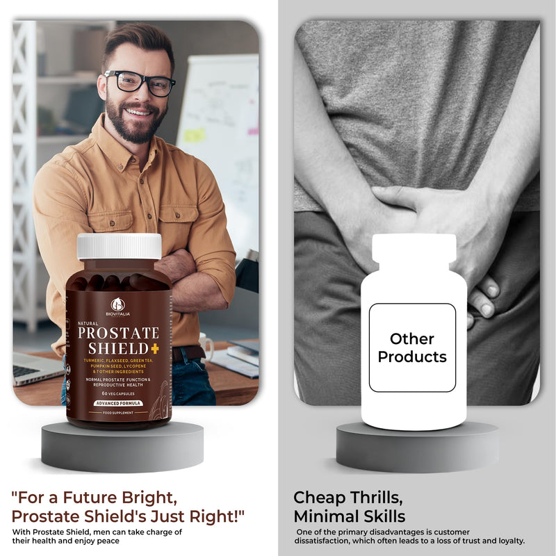 [Australia] - BioVitalia prostate protection capsules - high dosage with turmeric, linseed, green tea, lycopene, pumpkin seeds, pygeum bark, betasitosterol, nettle leaf | Prostate Health – Vegan – 60 Capsules 