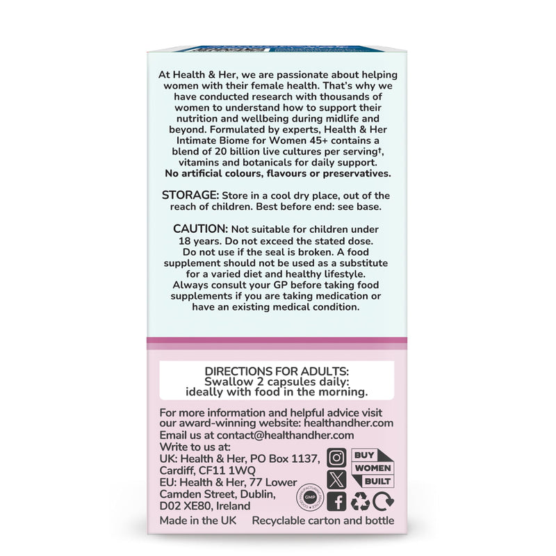 Health & Her Intimate Biome Women Aged 45+ - 60 Oral Capsules - 2 Month Supply 60 count (Pack of 2)