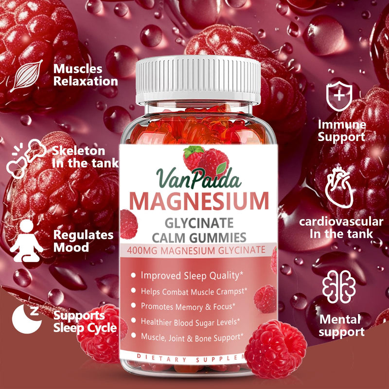 Magnesium Glycinate 400mg Gummies, High Absorption Magnesium Complex for Women, Kids, Adults, Sleep aid, Calm,Muscle Relaxation, Vitamins B6, D & Potassium Supplement, Gluten-Free Vegetarians.