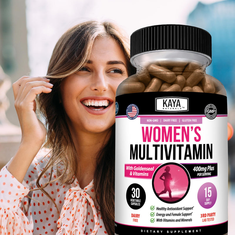 Kaya Naturals Women’s Multivitamin with B Vitamins, Biotin, Zinc, 30 Count | Women’s Daily Multivitamin; Vitamins A, C, D, E, B6 & B12; Biotin, Zinc & Selenium; Botanical Wellness Blends 30 Count (Pack of 1)