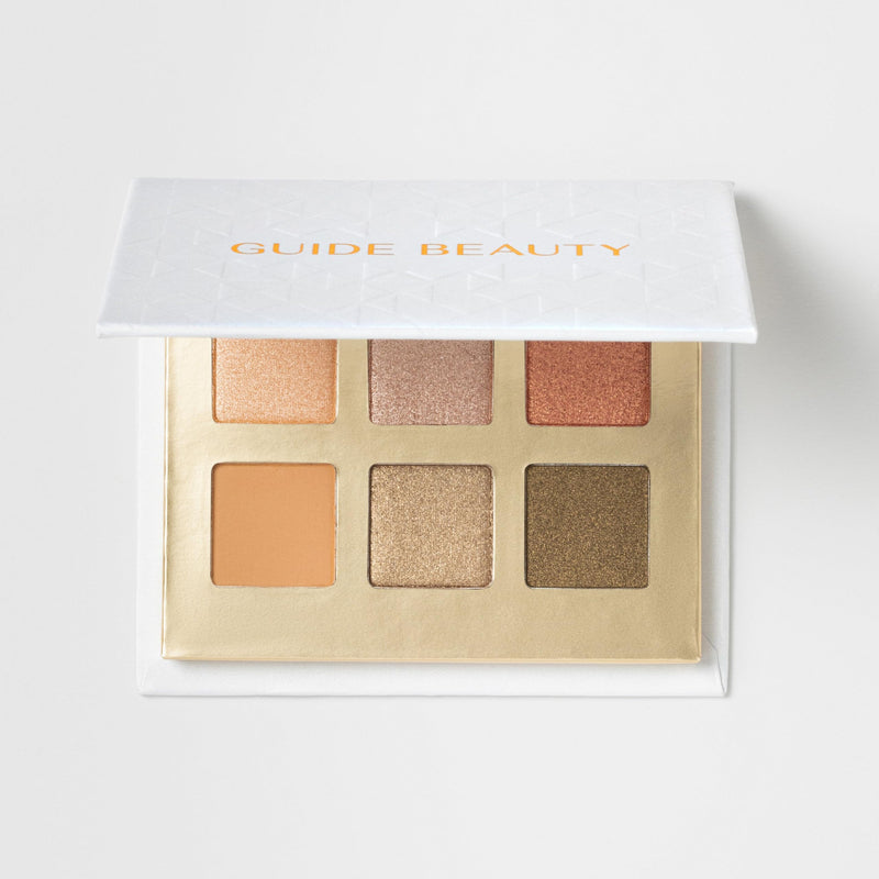 [Australia] - Guide Beauty Shadow Palette, Shimmer Eyeshadow Palette Featuring Hues Ranging from Radiant Golden Champagne & Copper Rose to Dusky Greens, Universal, Ergonomic Design, 6 Shades, 1 pc 
