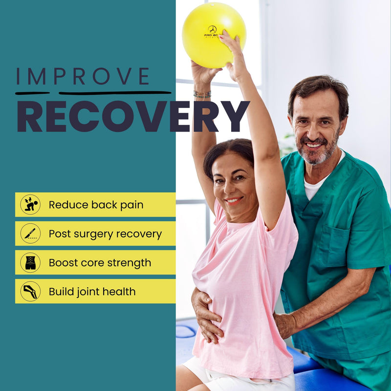 [Australia] - ProBody Pilates Ball Exercise Balls Physical Therapy, Small Exercise Ball for Between Knees, 9 Inch Core Ball, Stability Ball or Barre Ball for Rehab, Yoga, Physical Therapy Ball Yellow 