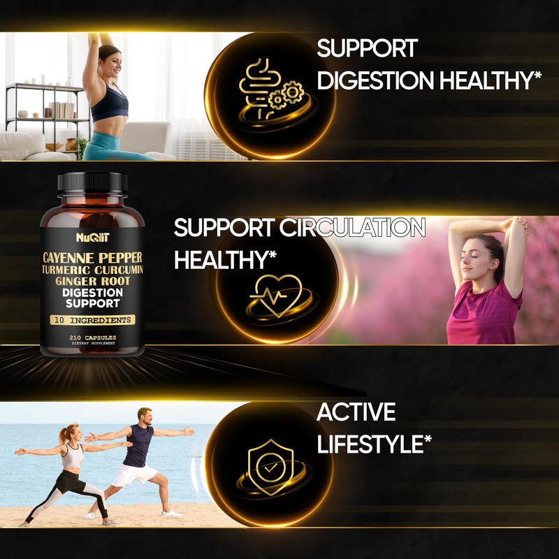 [Australia] - Extract 10:1 Cayenne Pepper Supplement with Turmeric Curcumin Root, Ginger Root, Ceylon Cinnamon Bark & More - Immune System, Joint Health & Digestive Health Support - 210 Capsules 