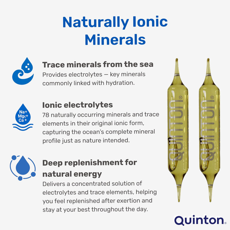 Quinton Electrolyte Mineral Supplement – Natural Liquid Ampoules for Hydration & Recovery – Magnesium & Trace Elements – Marine Plasma Hypertonic 1