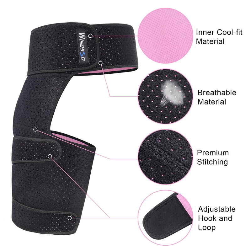 Hip Brace, Groin Wrap Hip Braces for Sciatica Pain Relief, Thigh Support for Groin, Thigh, Hamstring, Pulled Muscle Injury, Sciatic Nerve Brace For Men and Women, Pink One Size