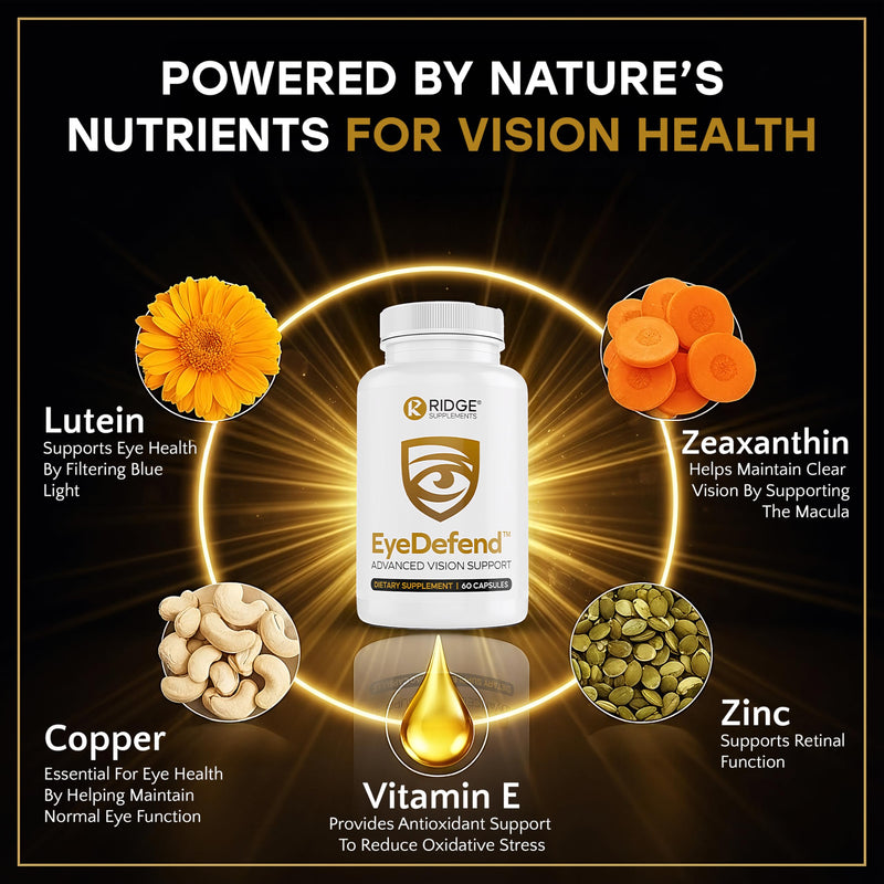 EyeDefend Vision Support Supplement – Supports Overall Vision - Lutein, Zeaxanthin, Bilberry, Vitamin A, C, E & Antioxidants – Blue Light Defense for Eye Health & Visual Function – 60 Capsules