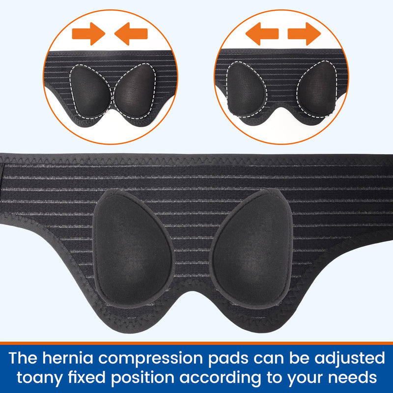 Hernia Belt for Double Inguinal, Hernia Support Truss for Men and Women, Pain Relief Recovery Adjustable Strap with 2 Removable Medical Compression Pads (Small) Small