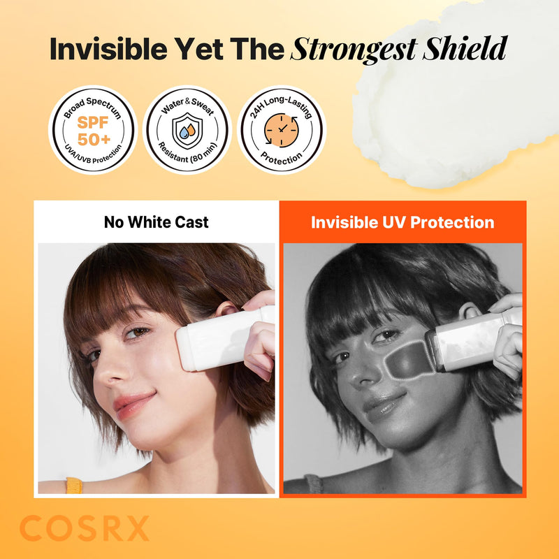 COSRX Airy-Light Clear Sunscreen Stick with Vitamin E&C, SPF 50, 0.67 oz | Korean Suncreen Stick Suncare Sunblock, Lightweight, No White Cast, Water resistant, Oil Control Matte Sunscreen for Face Vitamin E&C Sunscreen Stick (1 Pack)