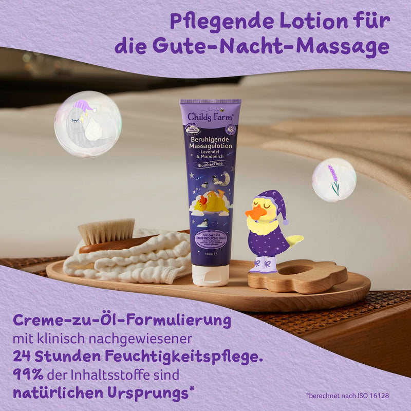 [Australia] - Childs Farm SlumberTime Soothing Massage Lotion Lavender and Moon Milk 150ml | Nourishing lotion for a bedtime massage on sensitive or eczema-prone newborns, babies and children's skin DE 