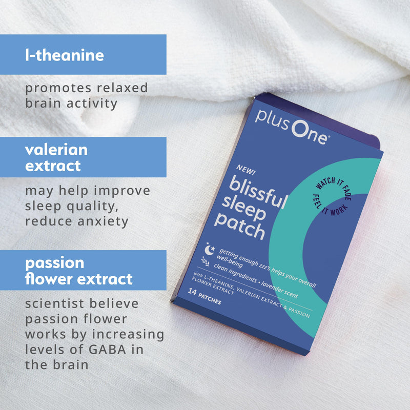 plusOne Blissful Sleep Patches – Magnesium and L-Theanine Patches, 14 Count | Promote Relaxation & Restful Sleep, Herbal, Vitamin-Infused Formula, Easy Peel & Stick