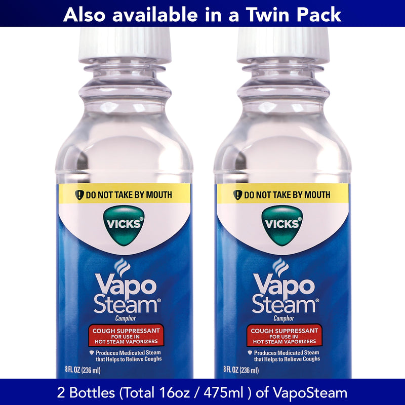 Vicks VapoSteam Medicated Liquid with Camphor, a Cough Suppressant, 8 Oz – VapoSteam Liquid Helps Relieve Coughing, for Use in Vicks Vaporizers and Humidifiers One Pack