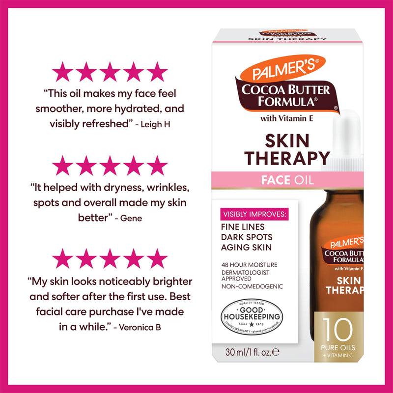 Palmer's Cocoa Butter Formula Moisturizing Skin Therapy Oil for Face with Vitamin E, C & 10 Pure Facial Oils Blend, Rosehip Oil Fragrance, 1 Ounce (Pack of 6) 1 Fl Oz (Pack of 6)