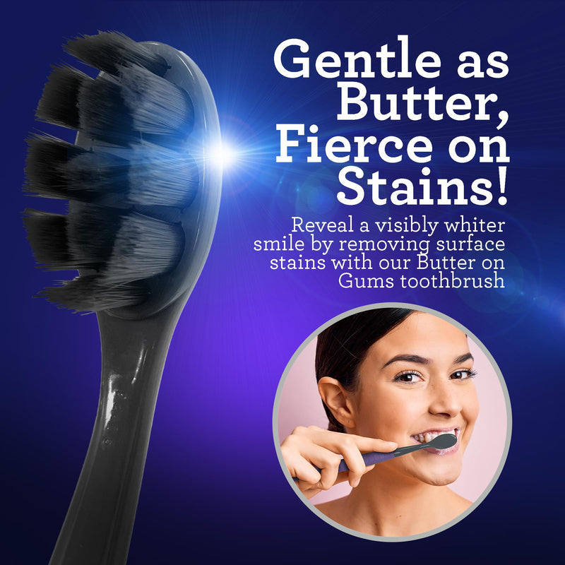 [Australia] - GuruNanda Butter on Gums Charcoal Toothbrush - 8000+ SoftexTM Bristles for Sensitive Teeth & Gums, Aids in Teeth Whitening, Extra Soft (6 Count) 6 Count (Pack of 1) 