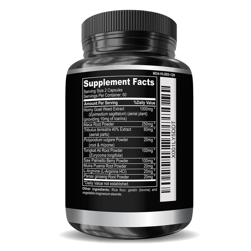 [Australia] - Super Strength 1590mg Horny Goat Weed 120 Capsules With Maca Arginine & Ginseng - Naturally Boost your Health, Workout Performance, Endurance & Energy, Joint Health For Men & Women (120C) 