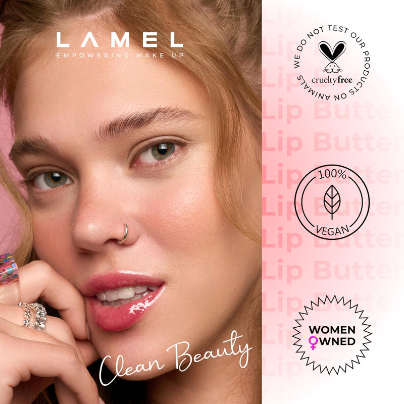 Lamel Nourishing Lip Butter – Lip Balm with Natural Pink Tint (Pinkish) | Hydrating Formula with Cocoa Butter & Vitamin E – Sheer Pink Tint, Moisturizing, Glossy Natural, Non-Sticky – 0.5 fl.oz 01 Pinkish