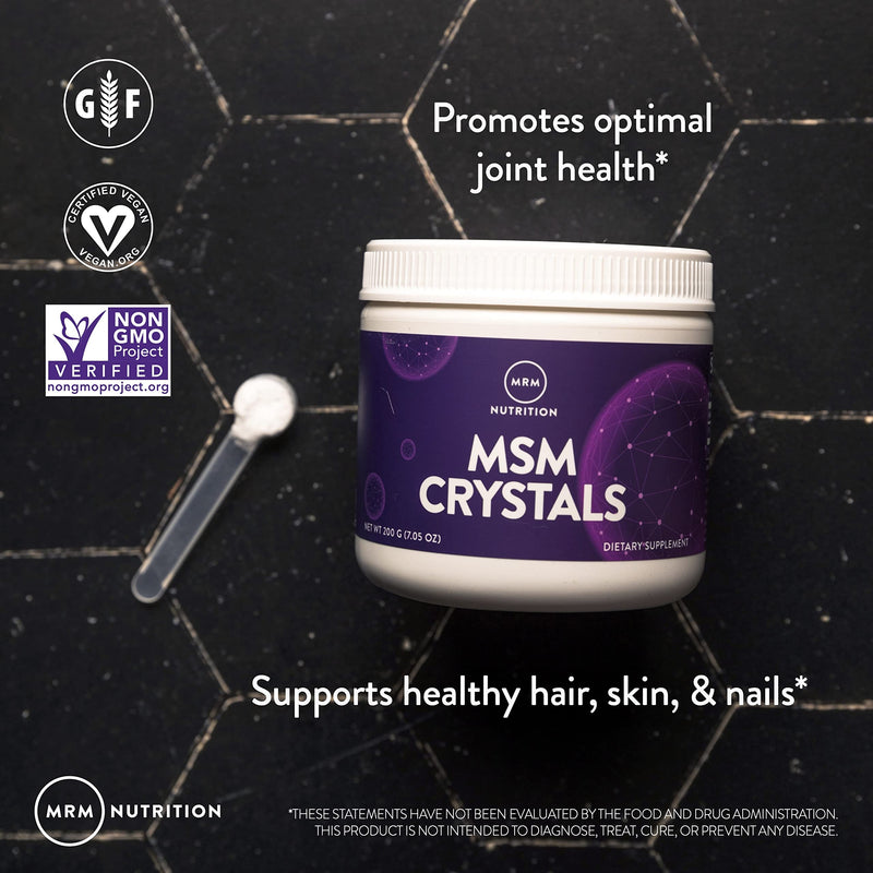 [Australia] - MRM Nutrition MSM Crystals | Methyl-sulfonyl-Methane Drink Mix | Joint Health | Hair + Skin + Nails | Bioavailable Form of Sulfur | Gluten-Free + Vegan | 200 Servings 
