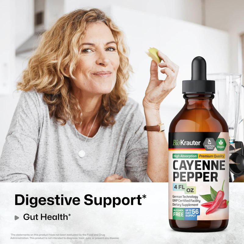 [Australia] - BIO KRAUTER Cayenne Pepper Extract Liquid - Pure Capsaicin Extract - Liquid Cayenne Pepper Drops for Digestive Support - Sugar & Alcohol Free 4 Fl.Oz. 4 Fl Oz (Pack of 1) 