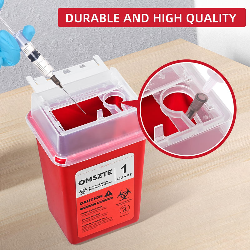 Sharps Container for Home Use, Needle Disposal Containers, Biohazard Containers, Syringe Disposal, Small Portable Container for Travel, Professional Sharp Waste Disposal 1Quart（1 Pack） 1 Pack - 1 Quart