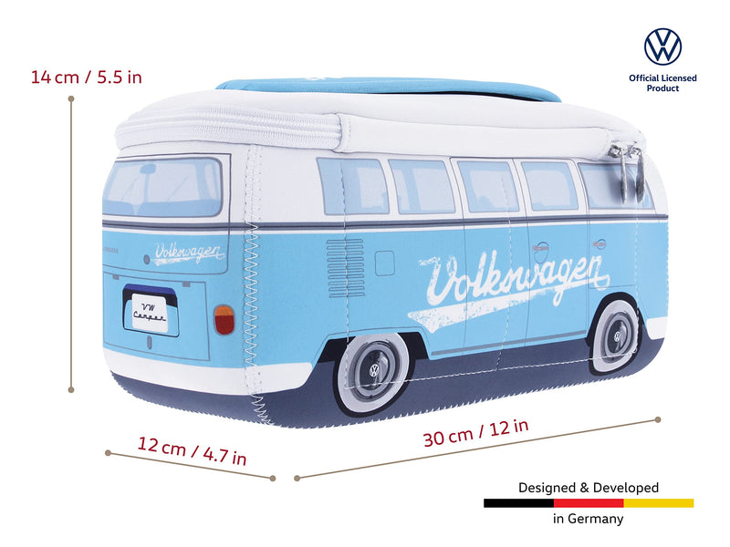 BRISA VW Collection - T1 Bus Camper Toiletry Bag Cosmetic Case | Volkswagen Toiletry Bag Cosmetic Case, Water-Repellent, Hanging Hook, 4 Mesh Pockets for Travel, Neoprene, Turquoise Large Large (11.8 X 5.5 X 4.7 Inches)