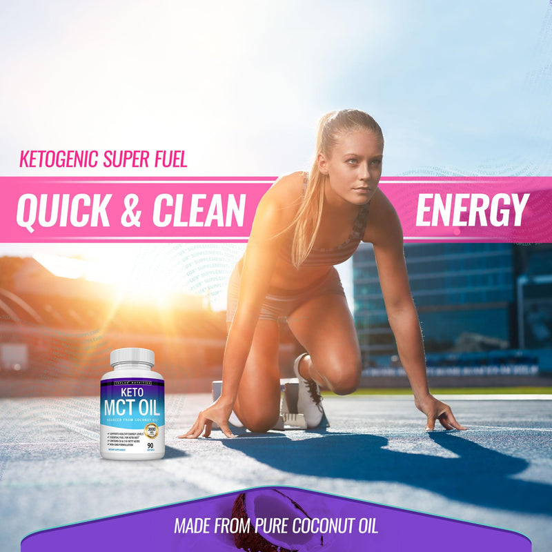 [Australia] - Toplux Keto MCT Oil Capsules - 3000mg Natural Pure Coconut Oil Extract Pills, Source of Energy, Easy to Digest for Men Women, 90 Softgels, Supplement Two 