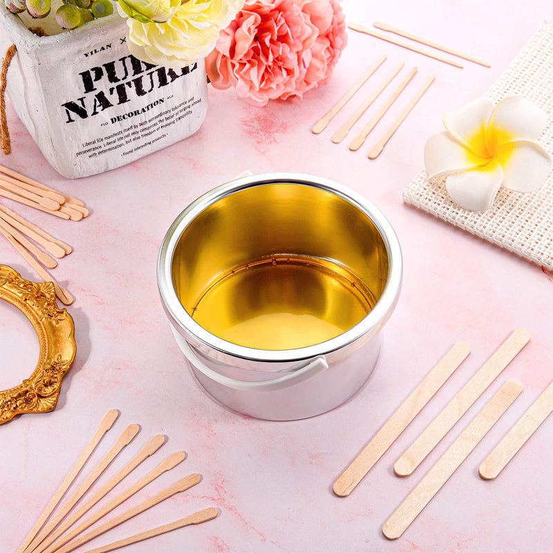 [Australia] - Wax Warmer Inner Pot for Hair Removal with 500 ml Capacity, 14 oz Hair Remover Machine, and 200 Wax Applicator Sticks 