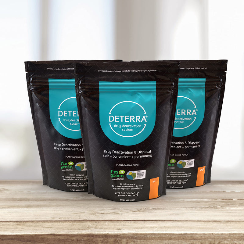 Deterra-MP - Drug Deactivation and Medication Disposal System - Safe Medication, Pill, and Liquid Destroyer - Plant-Based Medium Stand-Up Pouch (3-Pack) Medium Pouch 3-Pack