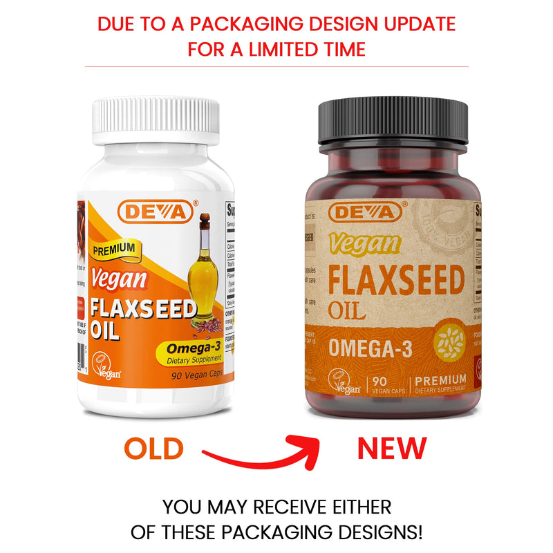 [Australia] - Deva Vegan Omega-3 Flaxseed Oil Supplement - 1000 MG Per Serving - Cold-Pressed & Unrefined - Fish Oil Alternative - with Omega-3 ALA - 90 Capsules, 1-Pack 