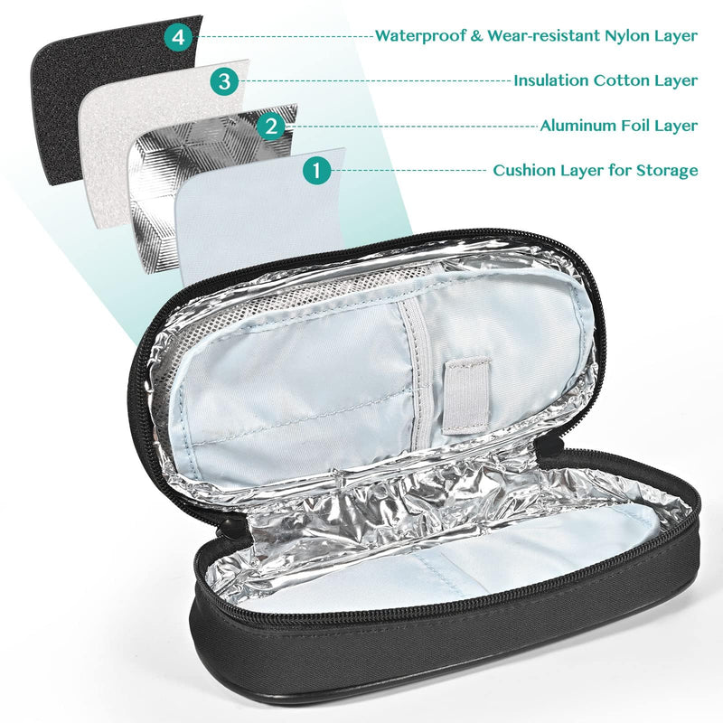 [Australia] - Insulin Cooler Travel Case, Diabetic Travel Bag for Insulin Pens, Small Insulated Medicine Carrying Case with 2 TSA Approved Ice Packs Classic 