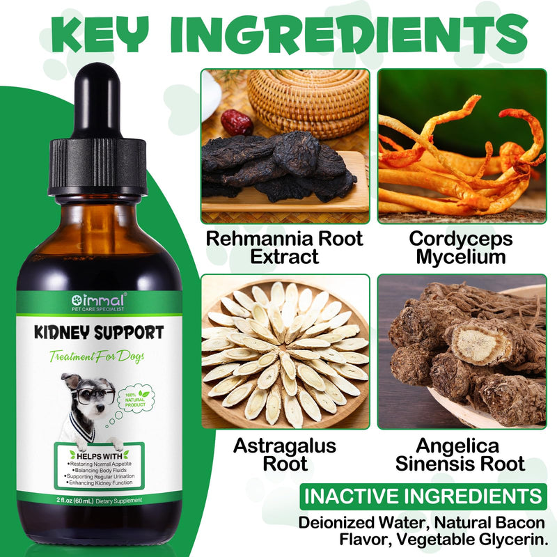 Kidney Support for Dogs, Kidney Support Herbal Supplement Drops Supports Healthy Kidney Function & Urinary Tract Health in Dogs Restoring Normal Appetite 2 oz - PawsPlanet Australia