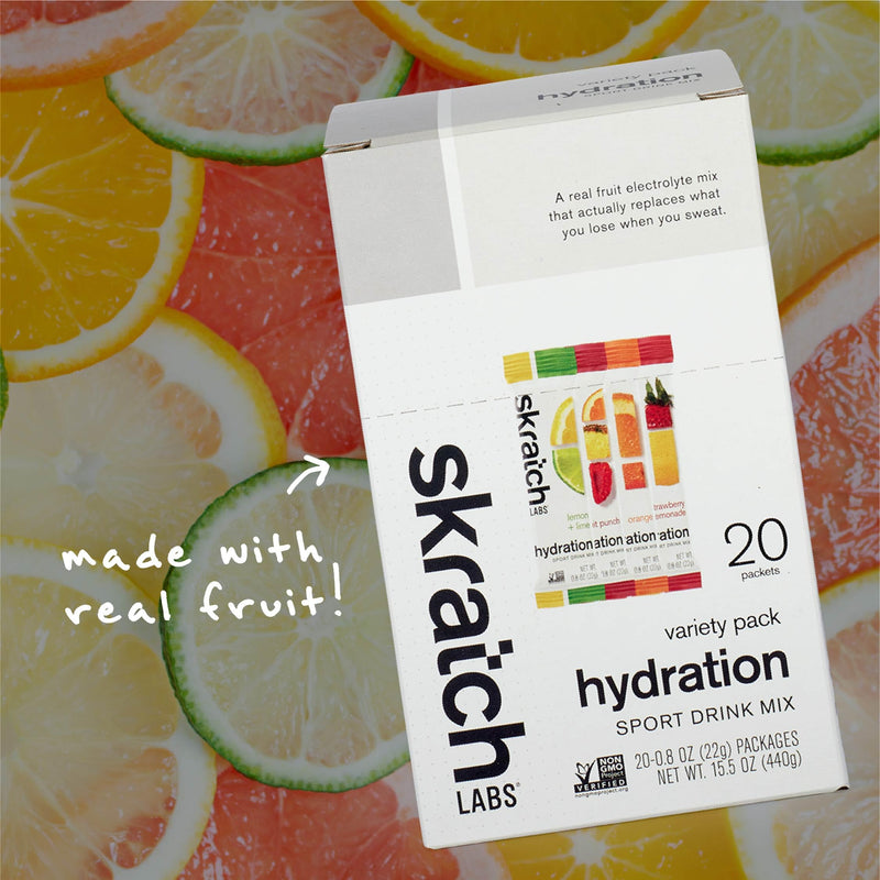 [Australia] - Skratch Labs Hydration Packets - Hydration Drink Mix, Variety Pack (20 Single Serving Packets) - Electrolyte Powder Developed for Athletes and Sports Performance, Gluten Free, Vegan, Kosher 
