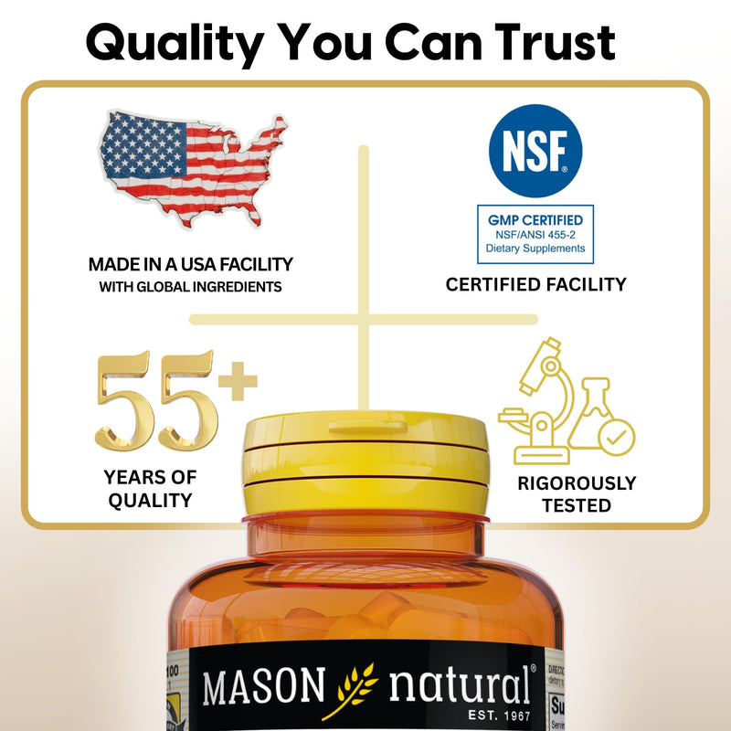 Mason Natural Magnesium 4-in-1 Complex, 400 mg, 30 Day Supply | 400mg magnesium from glycinate, malate, citrate & oxide to support muscle relaxation, nerve function & metabolism