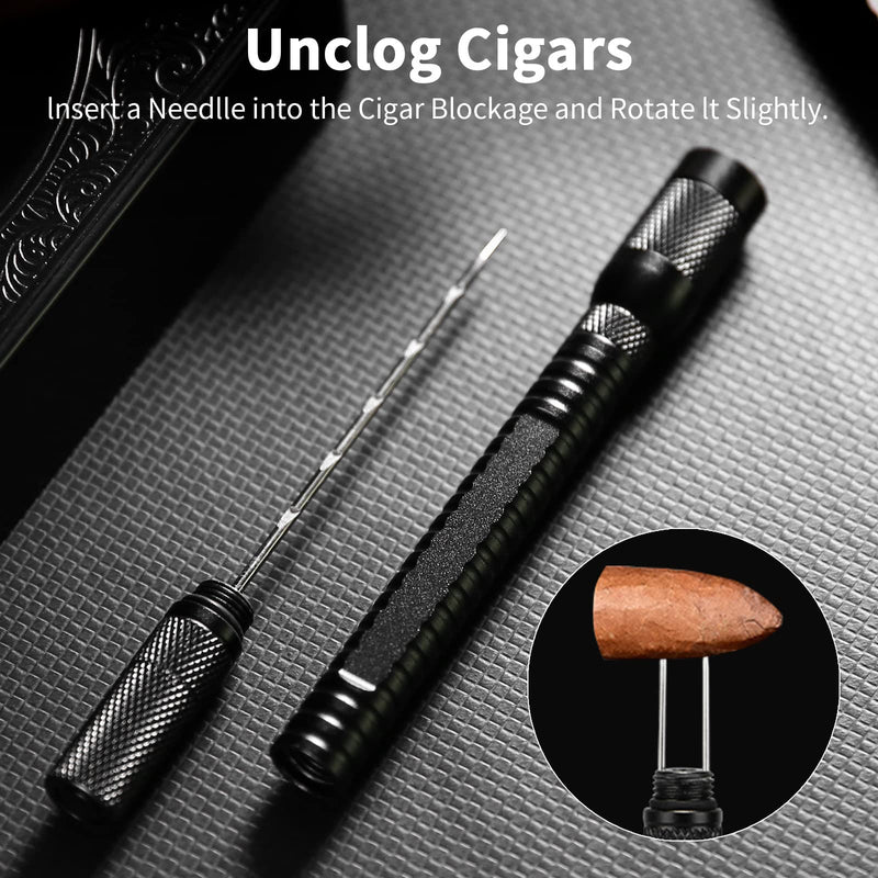 [Australia] - Cigar Punch 4-in-1 Draw Enhancer Tool with Double Size Cigar Punch and Stainless Steel Twin Needle Comes in Gift Box(Yellow Black) Yellow Black 