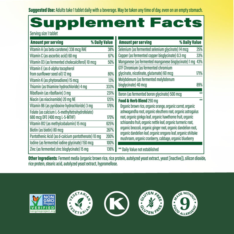 MegaFood One Daily Multivitamin for Men 40+ with 21 Nutrients, 60 Tablets | Immune Support, Heart, Muscle & Prostate Health, Methylated B12, Methylfolate, Vitamin D3, C & Zinc, Vegetarian, 60 Servings Unflavored 60 Count (Pack of 1)