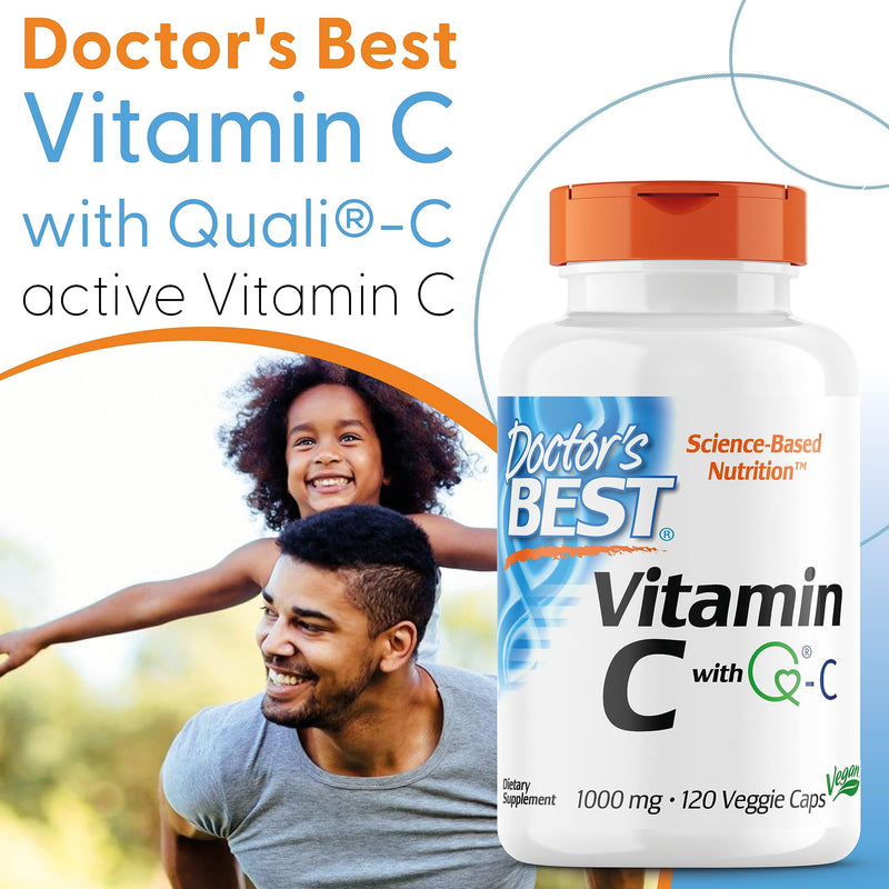 Doctor's Best, Vitamin C with Quali C, 1.000mg, 120 Vegan Capsules, Gluten-Free, Soy-Free, Vegetarian