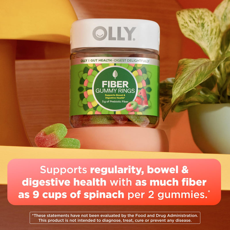 OLLY Fiber Gummy Rings, Digestive Health Supplement, Berry Melon - 50 Count 50 Count (Pack of 1)