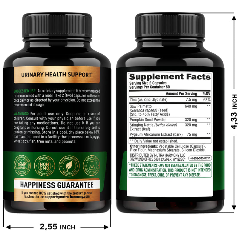 [Australia] - Saw Palmetto for Men 640mg - Pumpkin Seed | Nettle | Zinc & Pygeum - Prostate Health & Urinary Supplement - DHT Blocking & Hair Support - 45% Fatty Acids, Clinical Strength - Made in USA, 120 Capsules 120 Count (Pack of 1) 