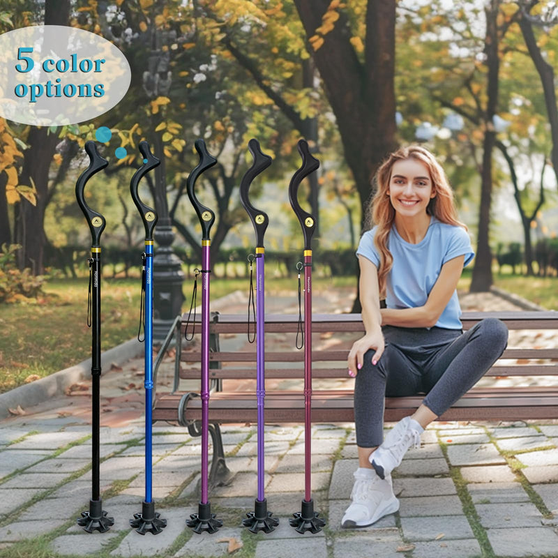[Australia] - Walking Cane Foldable for Men & Women Seniors for Balance,Self Standing Folding Cane,Height Adjustable Anti-Slip Lightweight Alloy Walking Stick Collapsable for Travel Mobility Aid black 