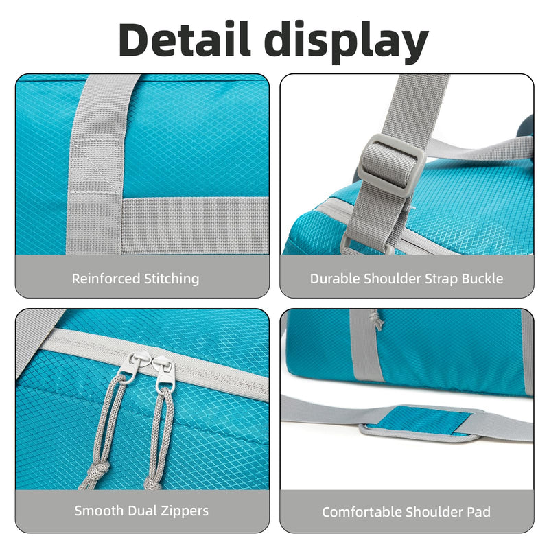 Foldable Travel Duffel Bag 65L, Large Capacity Bag for Trips | 65L Large Capacity Foldable Travel Duffel - Spacious Weekender Bag for Vacations, Road Trips and Extended Journeys. Light Blue