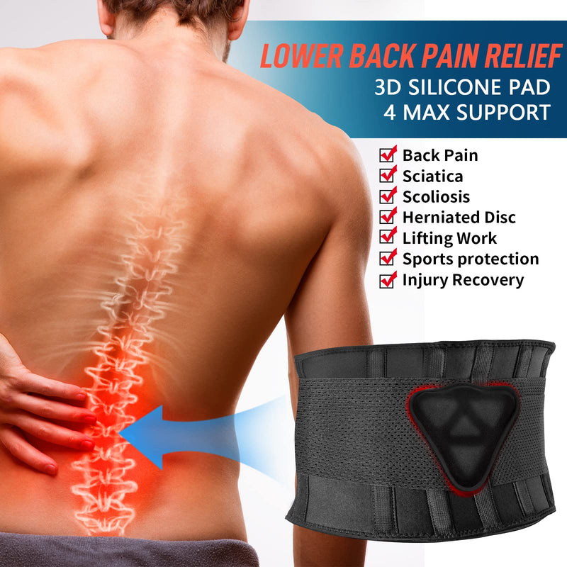 [Australia] - FEATOL Back Brace for Lower Back Pain Relief，Heavy Work Lifting, Sciatica, Herniated Disc with Ergonomically 3D Silicone Pad Men & Women L/XL Large/X-Large (Pack of 1) 3D Pad 
