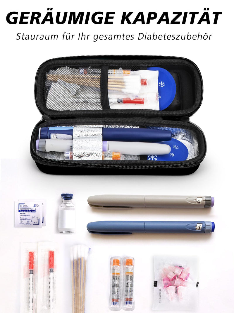 [Australia] - YOUSHARES Insulin Cooler Bag with 2 TSA Ice Packs, Mini Medicine Cooler Box for Travel, Insulated Bag Small Case for Epipen, Insulin Pen, Insulin, Other Medication Accessories, Diabetic Bag (Black) 01-h2-black 