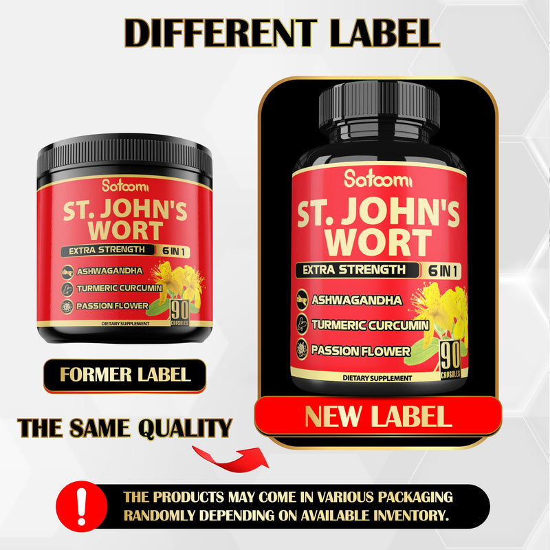 [Australia] - Satoomi St. John's Wort Capsules Extract Supplement 5050mg - 90 Veggie Caps 3-Month Supply - Ashwagandha Root, Turmeric Curcumin Root, Passion Flower & more 