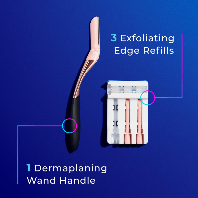 [Australia] - Schick Hydro Silk Dermaplaning Wand, Dermaplaning Tool for Face with 3 Refill Blades | Dermaplane Razor for Women Face, Dermaplane Tool, Eyebrow Razor, Face Razor, Facial Razor, Weighted Metal Handle Dermaplaing Razor +3 Refills 