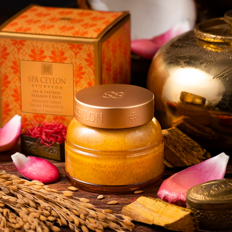 SPA CEYLON Sal and Saffron Vitamin E Enriched Delicate Cream Facial Exfoliator | Gentle Scrub | Hydrating Formula | Natural Glow | Clears Clogged Pores