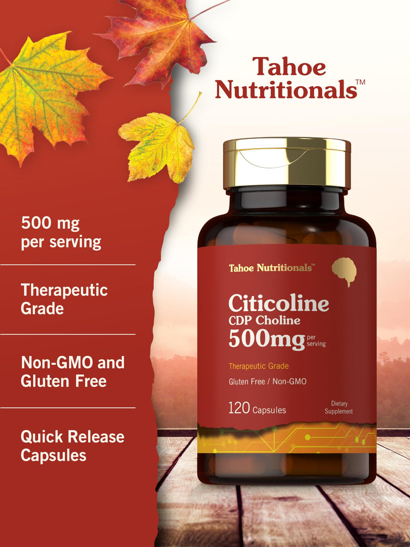 [Australia] - Citicoline 500mg | 120 Capsules | CDP Choline Supplements | Therapeutic Grade | Gluten Free, Non-GMO 