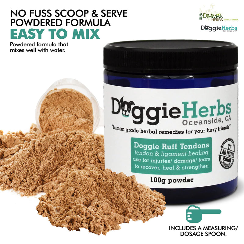 Dog Ligament and Tendon Healing - All Natural Human Grade Dog Tendon and Ligament Supplement – Powder Herbal Blend – 100g by Doggie Herbs - PawsPlanet Australia