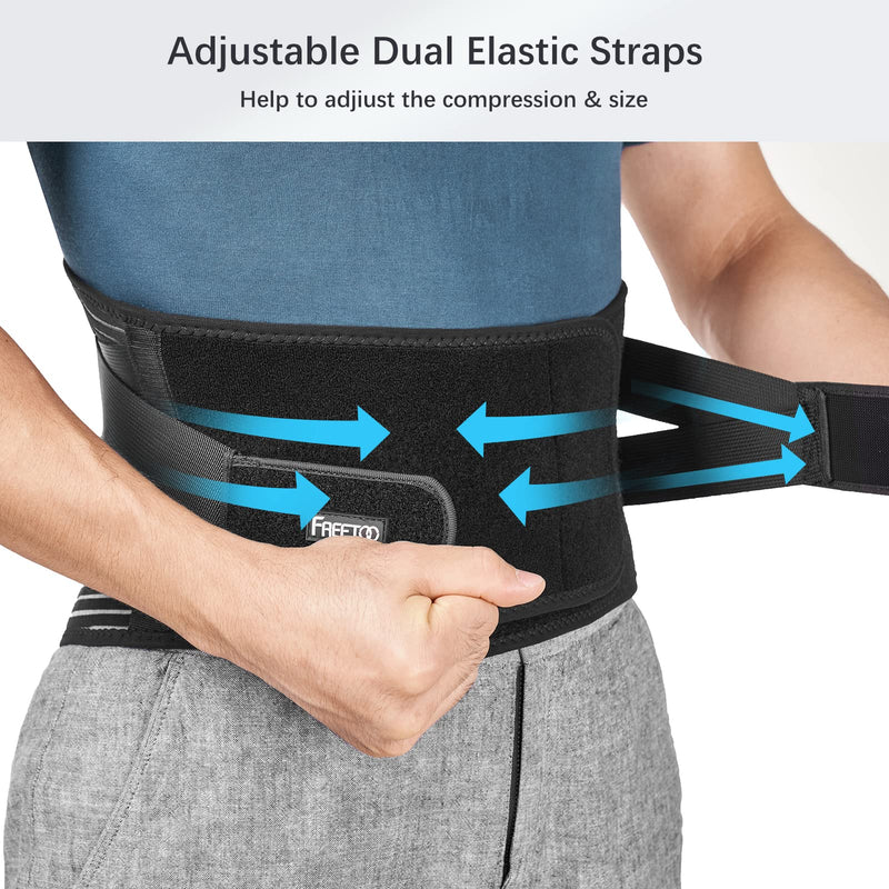 [Australia] - FREETOO Back Braces for Lower Back Pain Relief with 6 Stays, Breathable Back Support Belt for Men/Women for work , Anti-skid lumbar support belt with 16-hole Mesh for sciatica(M) M(29.5"-37.4") 
