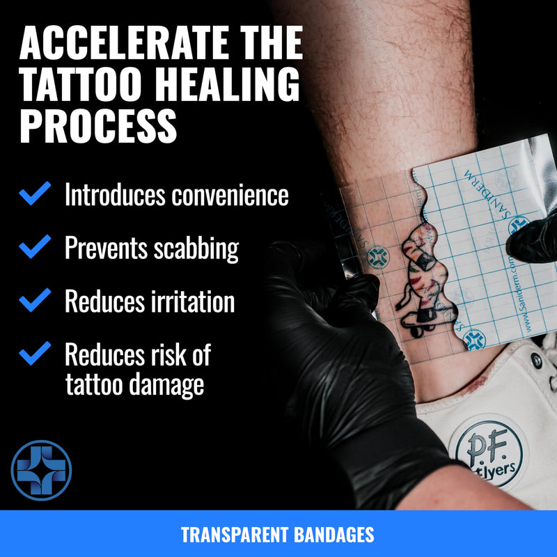 [Australia] - Saniderm Tattoo Aftercare Bandage 3 Sheets (Large Pack, 8 in x 10 in) – Convenient, Faster Tattoo Healing and Protection – Sterile, Waterproof, and Latex-Free 8x10 Inch (Pack of 3) 