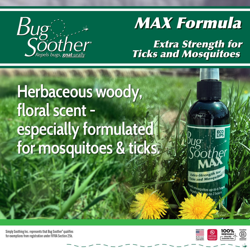 [Australia] - Bug Soother MAX - Extra Strength Natural Gnat, Tick, and Mosquito Repellent, 2 Pack 8 fl oz w/Free 1 oz. DEET-Free Bug Spray Deterrent - Safe for Adults & Environment - Made in USA 8 Fl Oz (Pack of 2) 